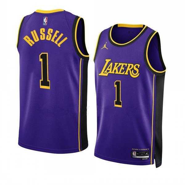 Men%27s Los Angeles Lakers #1 Russell Purple Stitched Basketball Jersey Dzhi Dzhi